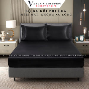 Bộ Ga Giường Phi Lụa Victorias Bedding Màu Đen Chính Hãng Korea