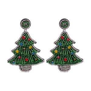 IVYAN Xmas Merry Christmas Earrings Christmas tree Santa Claus Boots Ear Stud Aesthetic Creative Handmade Beaded Ear Drop Woman