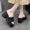 6cm Thick-soled sandals for women, fashionable summer going out high heels #2323. 