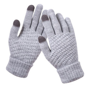 Women Winter Touch Screen Gloves Warm Stretch Knit Mittens Full Adult Thick Solid Color Gloves