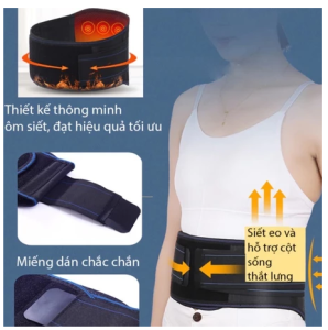 Đai lưng tự làm nóng giảm đau lưng hỗ trợ thoát vị đĩa đệm thoái hóa cột sống từ đá tourmaline kết hợp từ tính