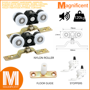 Heavy Duty 27mm Nylon Silent  Hanger Roller for Sliding 120kg Door