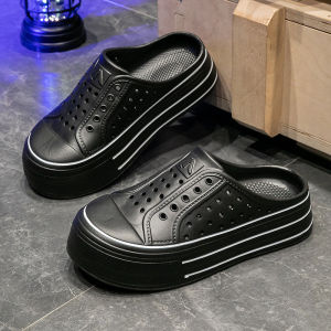 [Free Shipping] WomenS Thick-Soled Sandals For Summer Fashionable Beach Style Black With A Closed Toe