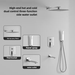 Shower Set 304 Stainless + Hand Head Bathroom Mixer Tap Black Rainfall Faucet