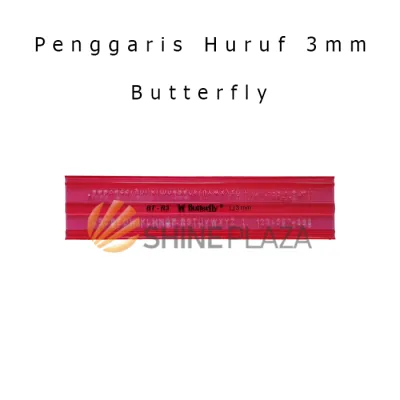 Mal Cetakan Huruf Butterfly 3mm BT-R3 - Penggaris Teknik Letter Template Mall Sablon 3 mm
