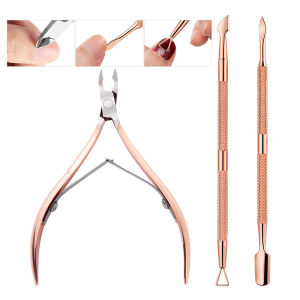 2/3/4Pcs Cuticle Nippers and Cuticle Pusher Manicure Tools SetProfessional Stainless Steel Nail Cuticle Remover Cutter Clippers Tool for Gel Nail Art Fingernails ToenailsSpa