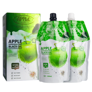 Apple Hair Coloring Cream 500ml+500ml Black - Set Penghitam Rambut + Oxidant Ammonia Free