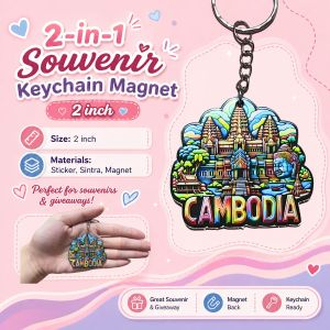 Travel CAMBODIA 2-in-1 Mini Keychain | Key Holder Collectible Souvenir