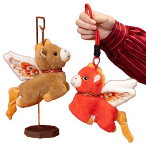 DOWNA 15cm Búp bê nhồi bông hình ngựa Dễ thương Đồ nhồi bông Móc khóa Pony Mềm mại dây chuyền ngựa con dây túi