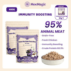 【Buy 1 Get 2 Free】MoeMagic Halal Chicken Freeze Dried Cat&Dog Food for All Ages 400g High Meat Content ≥95% Crude Protein≥60% Immunity Boost Superfood Infused Added probiotics