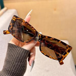 JN IMPRESSION Mới đầy đủ nhỏ gọng vuông chống Kính râm chống tia cực tím hợp thời trang in da báo dù để che nắng Disco Kính mát