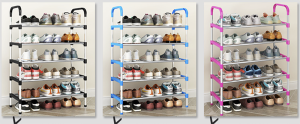 Rak Susun Warna Rak Sepatu Stainless Steel Tempat Sandal Alas Kaki Bahan Kuat Multifungsi