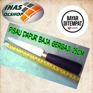 PISAU DAPUR BAHAN BAJA GERGAJI PITA GAGANG HITAM  (1PCS)