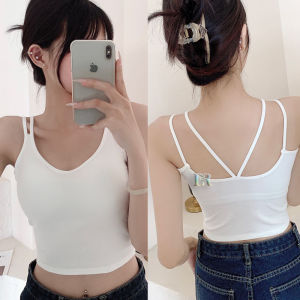 LNR Shop Tanktop Wanita Dengan 4 Tali dengan Cup Busa Empuk Bahan Cotton Premium Tebal dan Halus Wanita Remaja Dewasa untuk Olahraga Lari Yoga Dirumah BH Dalaman Sport Bra Kasual Tanpa Lengan Tanpa Kawat Crop Top 015