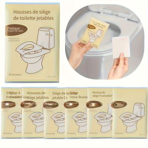 10pcs Disposable Toilet Seat Covers - Soft Large Size Individually Wrapped- Hygiene Essentials Portable Toilet Seat Covers Camping Essentials Airplane Restroom Use Hotel Bathroom Essentials Travel Hygiene Essentials