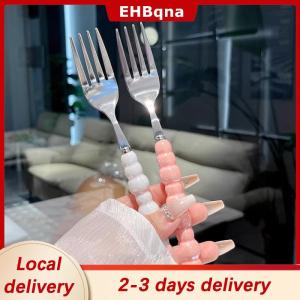 [COD]  HOT SALE Ship within 24 hours Pearl Handle Fork For Dessert Household Steak Stainless Steel Fork Salad Fork Dessert Pasta Fork Kitchen Accessories Gadgets