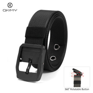 OKIMY Men Sports Belt Outdoor Belt Adjustable Belt Rotating Buckle Double-Sided Two-Color Belt Waistband Youth Sports Canvas Pant Belt Simple Nice Waistband
