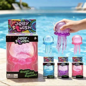 Schylling Jelly Squish Sparkly Purple Pink Squishy Jellyfish Sensory Toy Squeezing Stress Reliever