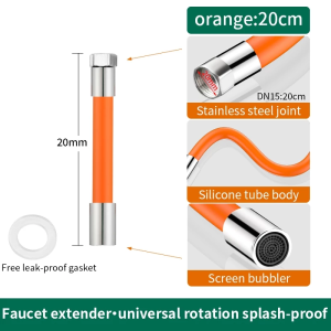 Flexible and Shape-Staying Hose Kitchen Bathroom 360° Rotation Bending Faucet Extender Wash Basin
