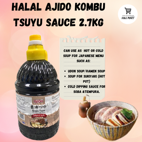 Halal Ajido Kombu Tsuyu Sauce 2 7kg Sauce For Japanese Ramen Noodle