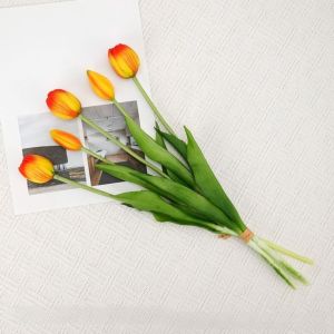 NOBLELYN 5Pcs/1Pc Latex Tulips Artificial Flowers 41CM Realistic Hand Bouquet Luxury Real Touch Simulated Bouquet For Wedding Home Decor