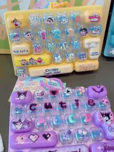 Mini Keyboard Fidget Toy Cartoon Pattern Stress Relief Bag Hanging Charm Portable Fingertip Toy