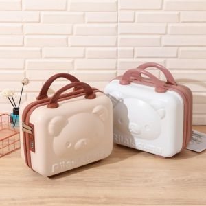 COSE Casual Square Box Zipper Luggage with Password Lock Organizer Case Storage Bag Travel Organizer Cosmetic Cases Rilakkuma Bear Passcode Suitcase Travel Case Portable Suitcase Mini Luggage