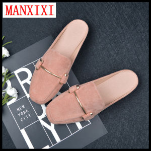 MANXIXI Brand Korean Version Flat Slippers Mules Sandals Big Size Beautiful Slip On Lazy Shoes For Women (32-44 Size)