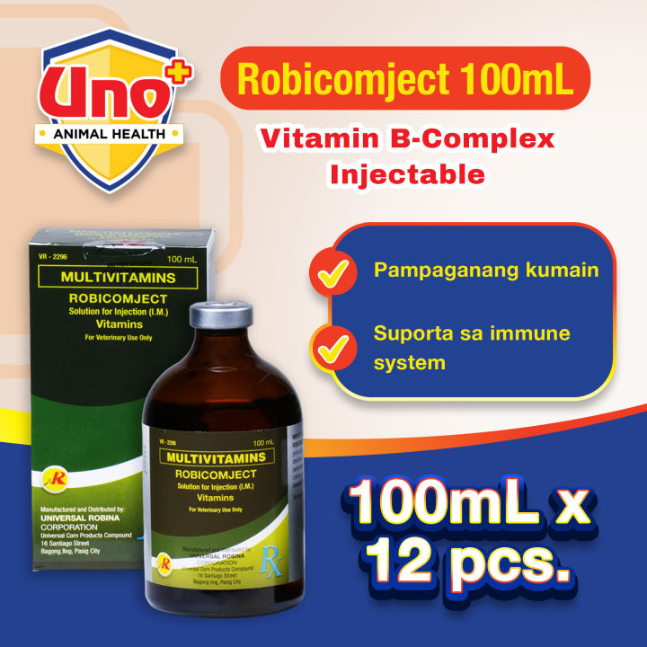 Uno+ Animal Health Robicomject Vitamin B-Complex Injectable 100 mL x 12 ...