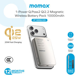 [CCC Certified] Momax [IP168Q22] Q.PASS X1 Qi2.2 Magnetic Wireless Powerbank 10000mAh