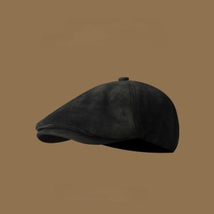 WAPKTY Có thể điều chỉnh Mũ Forward Giả da lộn Phong cách retro Mũ lưỡi trai Hợp thời trang Cổ điển Mũ Anh Trang phục mùa thu đông