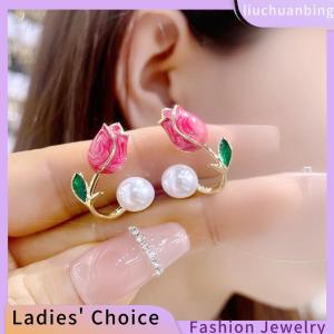 [Hot Sale Jewellery]liuchuanbing Korean Light Luxury Tulip Imitation Stud Earrings For Women Two Ways To Wear Ear Studs for Girls Daily Party Jewelry