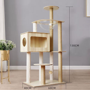 💸สินค้าลดราคา💸คอนโดแมว คอนโดแมวไม้ เสาลับเล็บแมวได้ บ้านแมว  Cat Tree เตียงแมว ที่ลับเล็บแมว ของเล่นแมว ส่วนสูง 130ซม ขนาด 130*60*40 COD
