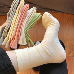 💖LH Shoes💖ถุงเท้าผู้หญิงผ้าฝ้ายแท้กันขุย ถุงเท้าสีขาว เหมาะสำหรับทุกฤดูกาล พร้อมส่ง