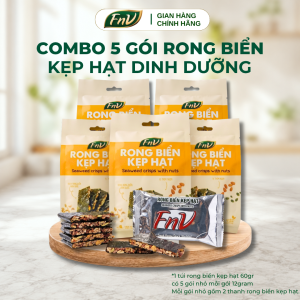 Combo 5 Gói rong biển kẹp hạt dinh dưỡng mix gạo lứt ăn vặt FNV 60g