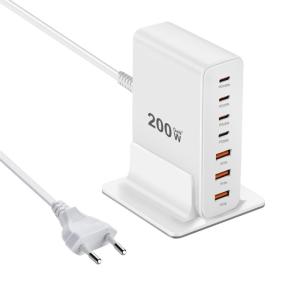 200W ตัวแปลงชาร์จไฟ USB 7พอร์ตชาร์จอิฐฮับอุปกรณ์หลายเครื่องชาร์จ PD ชนิด C USB