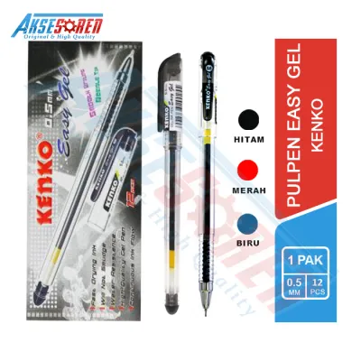 Pulpen Easy Gel Kenko [1 Pack] / Pulpen 1 Pack Kenko / Pulpen Gel 1 Pack / Bolpoin Kenko 1 Pak Gel / Bolpoint 1 Pack Murah / Balpen / Pulpen Jel 1 Pak / Pulpen Tinta Hitam [12 Pcs] / Pena 1 Lusin [0.5mm]