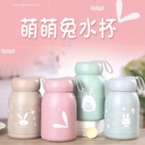 Botol Minum Kaca Bening Termos KELINCI / Bottle Import 330ml Hampers Rabbit