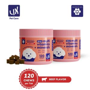LIX Pet Care 22-in-1 Multivitamins + Minerals & Probiotics (2-Pack) Dog Treats – Immunity Digestion All-in-One Total Wellness