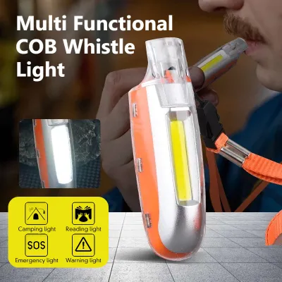 Outdoor Emergency Whistle with LED Flashlight Hiking Camping First Aid Whistle Flashlight Outdoors