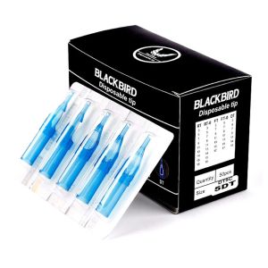 50pcs Disposable Tattoo Needle Tips BLACKBIRD Sterilized Transparent Blue Nozzle Easy to Observe RT/MFT For Liner & Shading