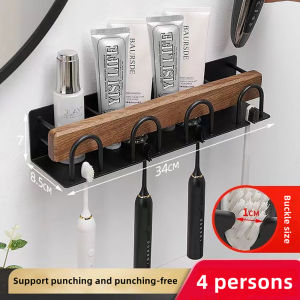 Waterproof Wooden Bathroom Towel Rack Set Wall Mounted Bathroom Organizer Accessories Kit
