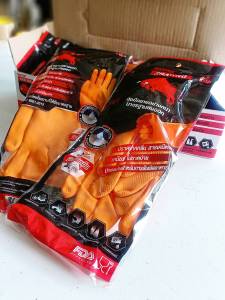 ถุงมือยางสีส้ม ถุงมือยาง ถูกถูก 1คู่/แพ็ค พร้อมส่ง