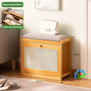 💗Ready Stock💗Shoe cabinet/shoe changing cabinet/integrated stool for wearing shoes Shoes rack can be seated solid wood