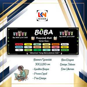 Spanduk Banner Boba Penyejuk Hati custom model b