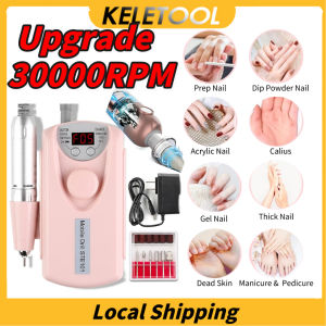 Portable Nail Drill Professional Polish Rechargeable Nail Drill Machine Bits Kit  Manicure Salon Home Pink
