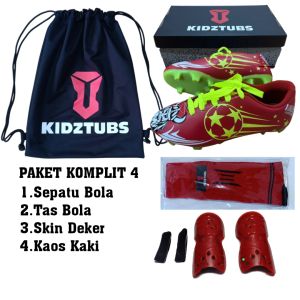 KIDZTUBS Sepatu Bola Anak Paket Komplit Sepatu Bola Tas Skin Deker Kaos Kaki Usia 6-10 Tahun Size 28 29 30 31 32 33 34 35 36 37 KDZ1703122024