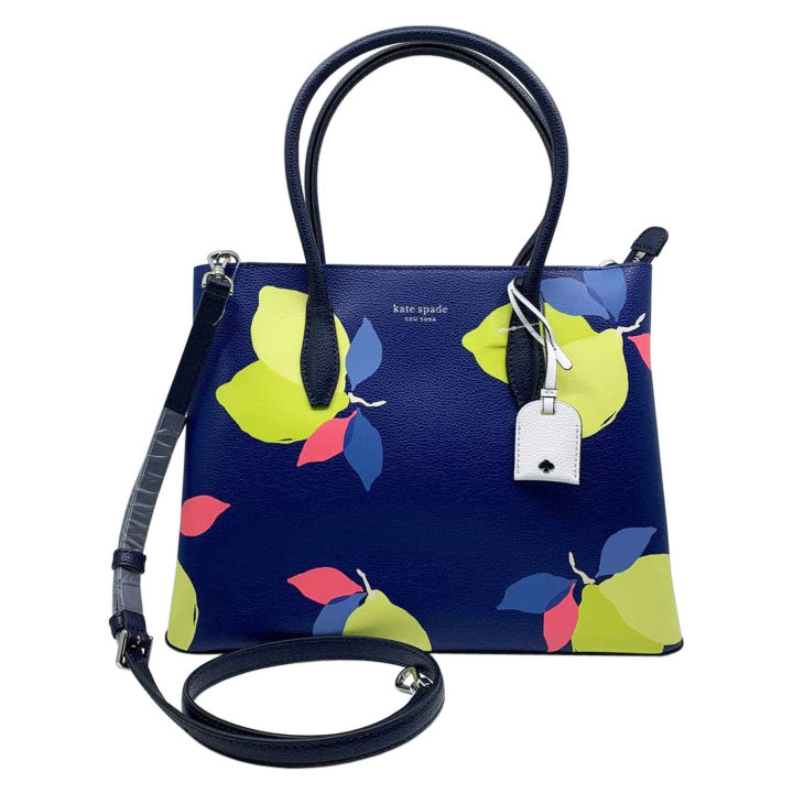 KATE SPADE Eva Lemon Zest Medium Top Zip Satchel Blue Multi