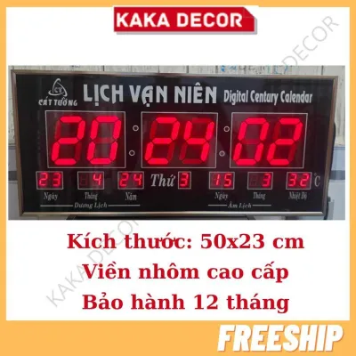 Đồng hồ lịch vạn niên điện tử treo tường mẫu mới xem ngày tháng âm lịch khung nhôm cao cấp mẫu mới