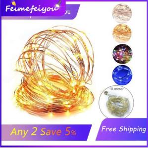 LED strip light holiday light 10 meter 100 led beads silver wire with USB plug